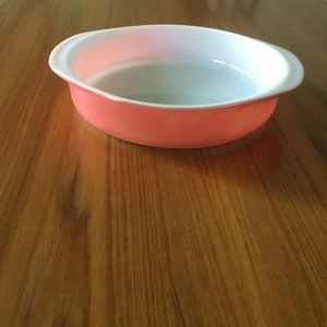 Vintage pink Pyrex casserole dish
